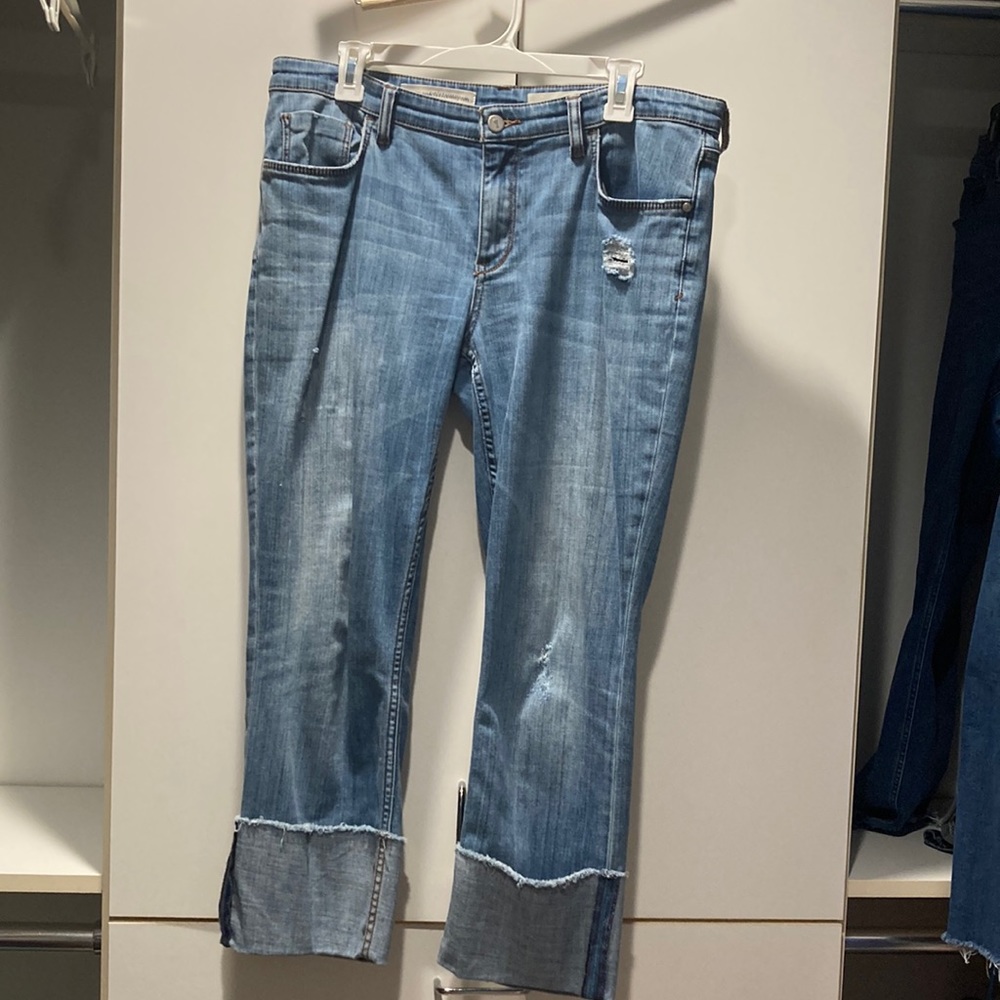Anthropologie Pilcro Hyphen jeans. Size 30. Cropped. Raw hem cuffed.